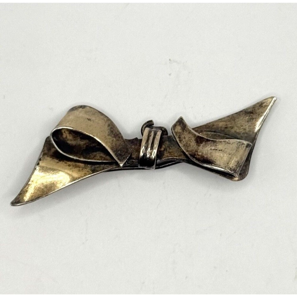Vintage 1/20 12k GF Gold Filled Sculptural Bow Modernist Retro Ribbon Pin Brooch